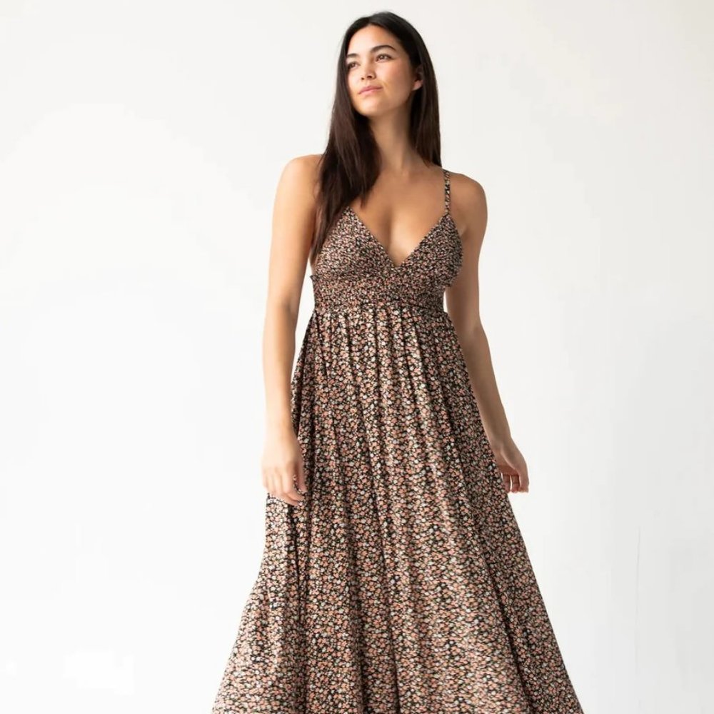 NWT Natural Life Sandy Maxi Dress - Black Peach (possibly pinkish) Floral